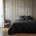 DALIA - Housse de Couette 260x240cm 100 % Viscose de Bambou Noire