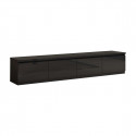 DEYTON - Ensemble Salon Laqué Noir Meuble TV 4 Portes + Table Basse 138cm