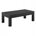 DEYTON - Ensemble Salon Laqué Noir Meuble TV 4 Portes + Table Basse 138cm + Buffet