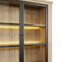 LORENZO - Argentier 4 Portes avec Leds Aspect Bois Chêne Clair Finition Frank