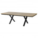 FRANK - Table Allongeable 190/250 Aspect Bois Chêne Clair Piètement Métal X