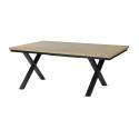 FRANK - Table Allongeable 190/250 Aspect Bois Chêne Clair Piètement Métal X