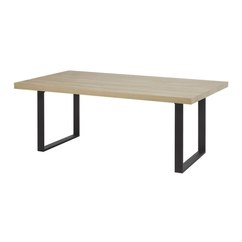 FRANK - Table 170cm Aspect Bois French Oak Piètement U Métal Noir