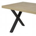 FRANK - Table 200cm Aspect Bois French Oak Piètement X Métal Noir