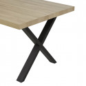 FRANK - Table 200cm Aspect Bois French Oak Piètement X Métal Noir