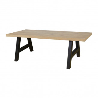 CANYON - Table Rectangulaire 170cm Aspect Bois Piètement Country Métal Noir