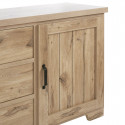 ALARY - Buffet 2 Portes 3 Tiroirs Aspect Bois Chêne Clair Finition Canyon Oak