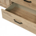 ALARY - Buffet 2 Portes 3 Tiroirs Aspect Bois Chêne Clair Finition Canyon Oak