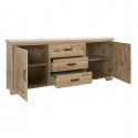 ALARY - Buffet 2 Portes 3 Tiroirs Aspect Bois Chêne Clair Finition Canyon Oak