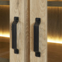 ALARY - Argentier 4 Portes avec Leds Aspect Bois Chêne Finition Canyon Oak