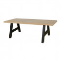 ALARY - Séjour Complet Table 170cm Aspect Bois Chêne Clair Piètement Métal Country