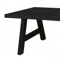 NOX - Table Rectangulaire 230cm Aspect Bois Noir Piètement Country Métal Noir