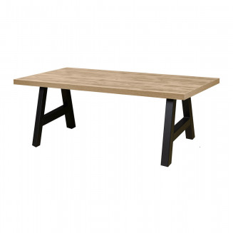 SCARLET - Table 170cm Aspect Bois Scarlet Oak Piètement Country Métal Noir