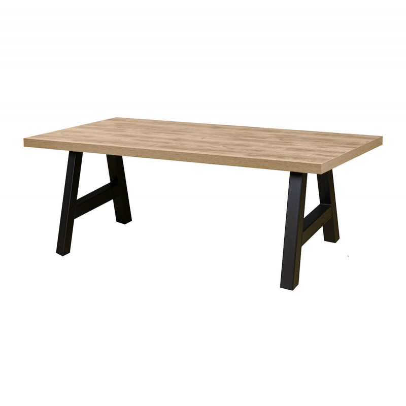 SCARLET - Table 170cm Aspect Bois Scarlet Oak Piètement Country Métal Noir