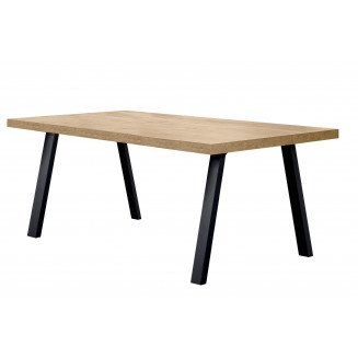 SCARLET - Table 200cm Aspect Bois Scarlet Oak Piètement A Métal Noir