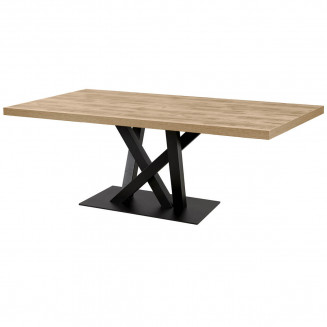 SCARLET - Table 200cm Aspect Bois Scarlet Oak Piètement Croisé Noir