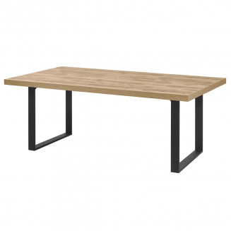 SCARLET - Table 230cm Aspect Bois Scarlet Oak Piètement U Métal Noir