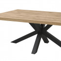 SCARLET - Table 230cm Aspect Bois Scarlet Oak Piètement Etoile Métal Noir