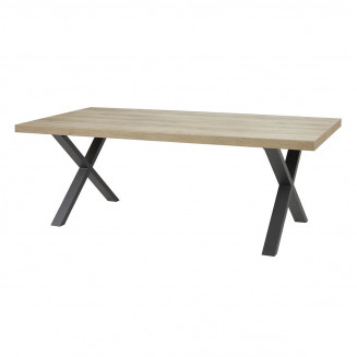 ARIZONA - Table 170cm Aspect Bois Arizona Oak Piètement X Métal Noir