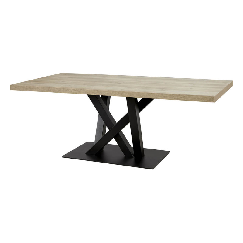 ARIZONA - Table 170cm Aspect Bois Arizona Oak Piètement Crossed Métal Noir