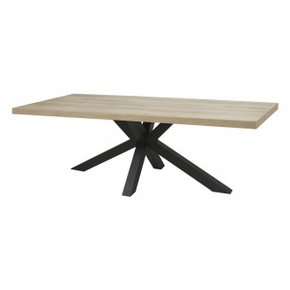 ARIZONA - Table 230cm Aspect Bois Arizona Oak Piètement Etoile Métal Noir