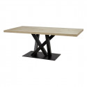 ARIZONA - Table 230cm Aspect Bois Arizona Oak Piètement Crossed Métal Noir