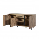 ROMY - Buffet 3 Portes 1 Tiroir Aspect Bois Finition Canyon Oak Effet Tasseaux