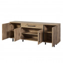 ROMY - Buffet 4 Portes 1 Tiroir Aspect Bois Finition Canyon Oak Effet Tasseaux