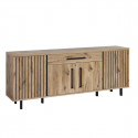 ROMY - Buffet 4 Portes 1 Tiroir Aspect Bois Finition Canyon Oak Effet Tasseaux