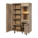 ROMY - Argentier 4 Portes 1 Tiroir Aspect Bois Finition Canyon Oak Effet Tasseaux