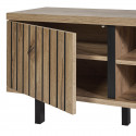 ROMY - Meuble TV 2 Portes 2 Niches Aspect Bois Finition Canyon Oak Effet Tasseaux