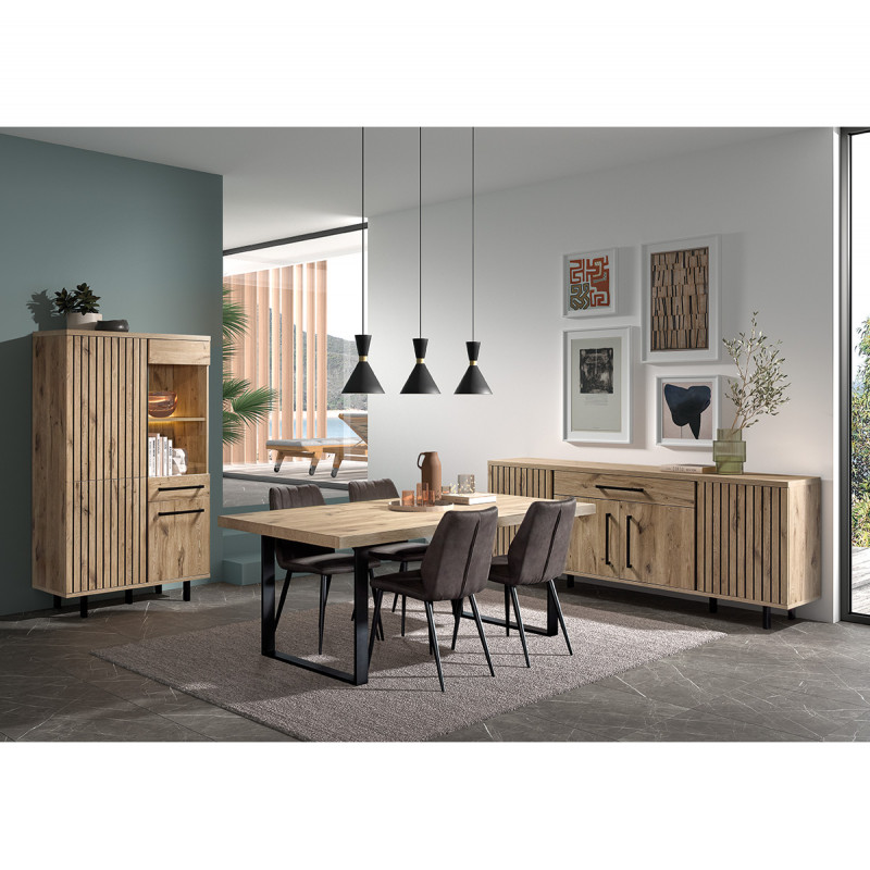 ROMY - Séjour Complet avec Table 200cm Aspect Bois Finition Canyon Oak ROMY - Séjour Complet avec Table 200cm Aspect Bois Finition Canyon Oak
