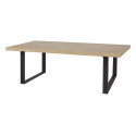 ROMY - Ensemble Séjour Table 200cm et Buffet 4 Portes Aspect Bois Effet Tasseaux