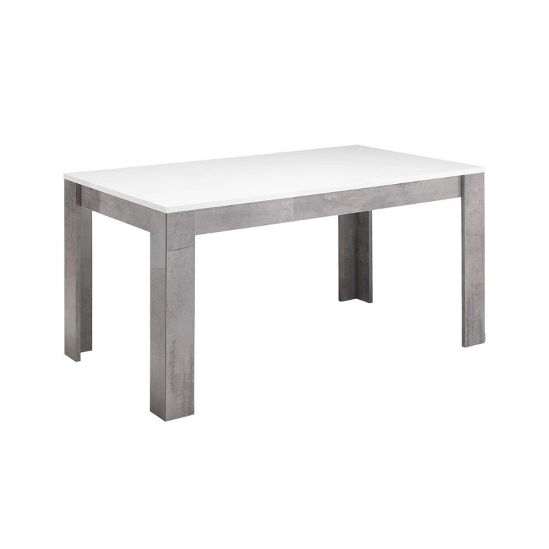 CLARK - Table de Repas Rectangulaire 160x90cm Laquée Blanc et Marbre