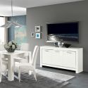 DENAE - Buffet 3 Portes L160cm Laqué Blanc Brillant