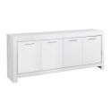 DENAE - Buffet 4 Portes L207cm Laqué Blanc Brillant