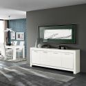 DENAE - Buffet 4 Portes L207cm Laqué Blanc Brillant