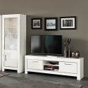 DENAE - Meuble TV 2 Portes L160cm Laqué Blanc Brillant