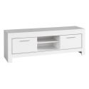 DENAE - Meuble TV 2 Portes L160cm Laqué Blanc Brillant