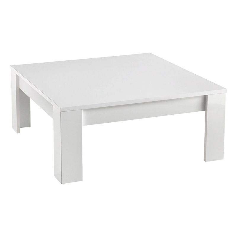 DENAE - Table Basse Carrée 100cm Laquée Blanc Brillant