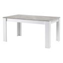 DENAE - Table Rectangulaire 190x90cm Laquée Blanc Brillant et Gris Marbré