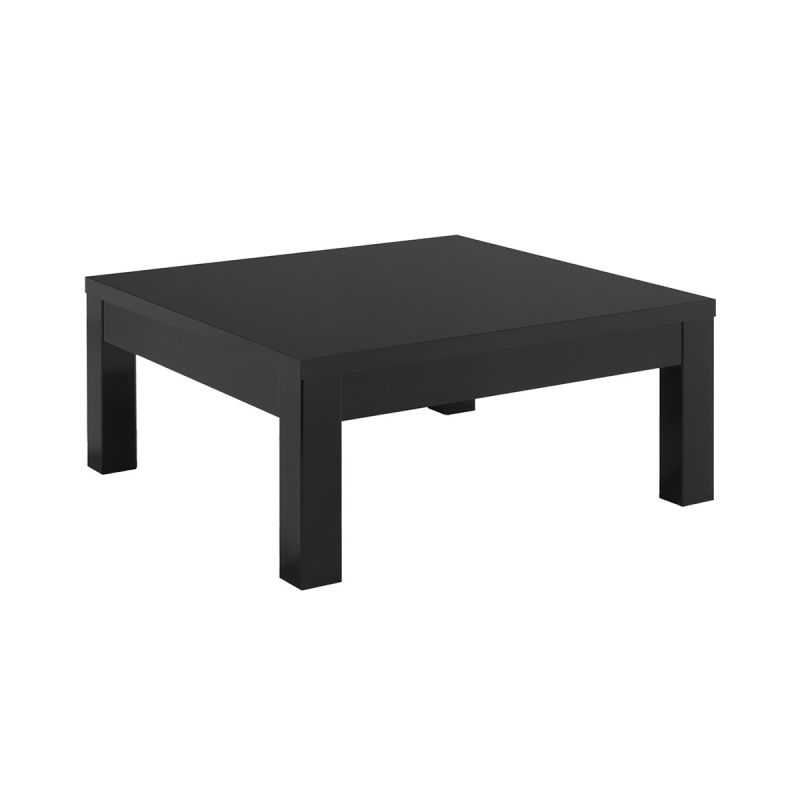 DEYTON - Table Basse Carrée 100cm Laquée Noir Brillant