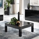 DEYTON - Table Basse Carrée 100cm Laquée Noir Brillant