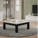 DEYTON - Table Basse Carrée 100cm Laquée Noir et Blanc Brillant