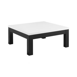 DEYTON - Table Basse Carrée 100cm Laquée Noir et Blanc Brillant