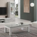 DEYTON - Table Basse L127cm Laquée Blanc et Gris Marbré