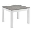 DEYTON - Table de Repas Carrée 100cm Laquée Blanc et Gris Marbré