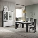 DEYTON - Table Rectangulaire 160x90cm Laquée Noir et Blanc Brillant
