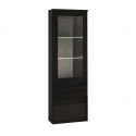 DEYTON - Vitrine Droite Laquée Noir Brillant avec Leds