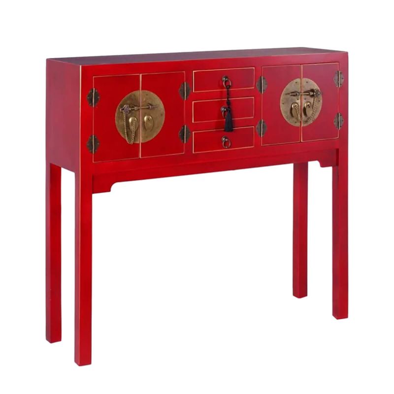 IVANA ROUGE - Console 4 Portes et 3 Tiroirs